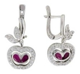 Серьги с рубином и фианитом R2A5SB1856 2009 г инфо 3073w.
