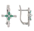 Серьги с изумрудом и фианитом R2A4FB2056 2009 г инфо 3554w.